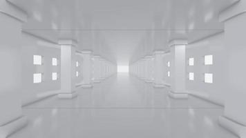 loop sem costura de túnel mínimo de pilar branco limpo, fundo de animação 3d 4k video