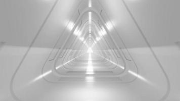 ciclo senza cuciture tunnel sci-fi minimo bianco pulito, sfondo di animazione 4K 3d video
