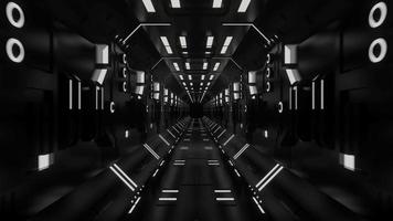 Abstract black sci-fi tunnel seamless loop, 4k 3d animation background video