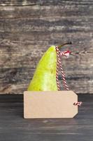 one green pear, close up photo