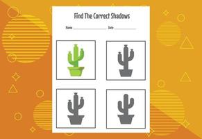 Find the correct shadow. Education developing worksheet. Matching game for kids. vector