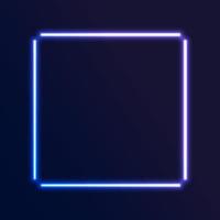 Realistic gradient neon square frame. Pink and blue colored blank template isolated on background. Geometric glow outline shape or laser glowing lines. Vector shining object.