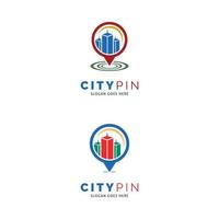 conjunto de ciudad pin icono vector logo plantilla ilustración diseño