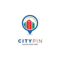 City Pin Icon Vector Logo Template Illustration Design