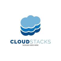 Cloud Stacks Icon Vector Logo Template Illustration Design