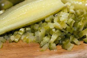sliced pickled cucumber, close-up photo