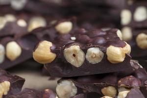 homemade chocolate with lots of cocoa and hazelnuts photo
