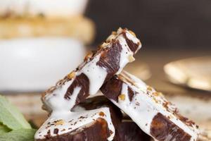 chocolate cake with white and dark chocolate photo