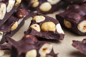 homemade chocolate with lots of cocoa and hazelnuts photo