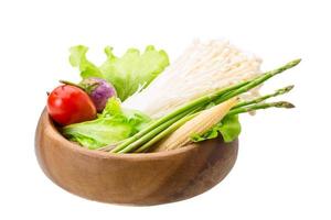 Japan mushroom in a bowl on white background photo