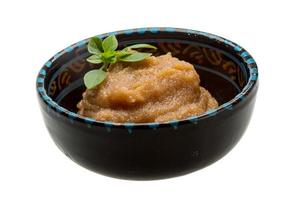 Pollock roe in a bowl on white background photo