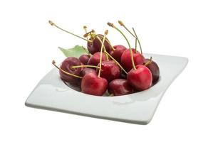 Gean - cherry in a bowl on white background photo