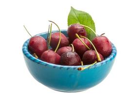 Gean - cherry in a bowl on white background photo