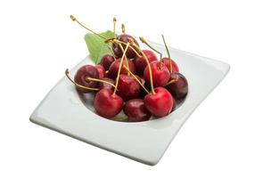 Gean - cherry in a bowl on white background photo