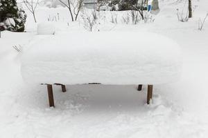 objects covered with a thick layer of snow photo