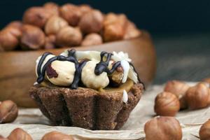 chocolate cake with nougat and roasted hazelnuts photo
