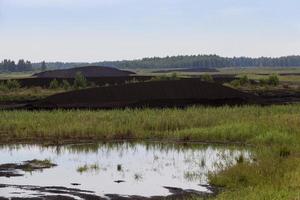 the flooded area where peat is extracted photo