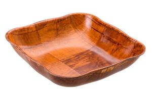 Empty bamboo bowl on white background photo