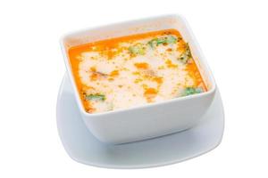 Tom Yam soup on white background photo