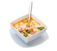 Tom Yam soup on white background photo