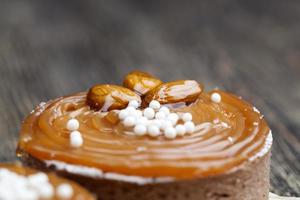 dessert made of dough and dairy products in caramel photo