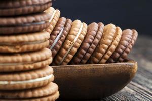 sweet cookies with milk filling photo