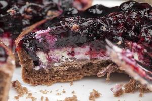 sweet piece of cake with black currant berries photo