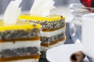 multi layered sponge cake with poppy seeds photo