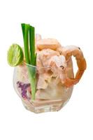 Shrimp cocktail in a glass on white background photo