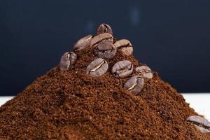 close up of coffee beans for making a real drink photo