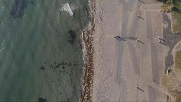 Aerial footage Bellevue beach Klampenborg Copenhagen 1080p video