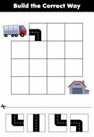 Education game for children build the correct way help truck move to warehouse vector