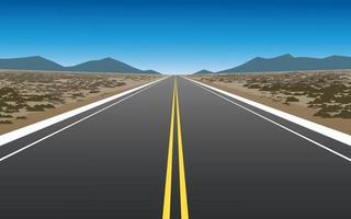 Empty straight highway in desert illustration vector