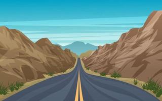 desierto carretera día soleado paisaje vector