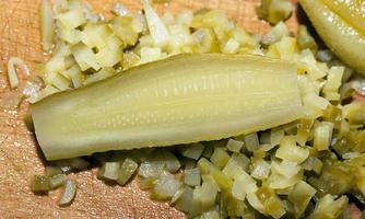 sliced pickled cucumber, close-up photo