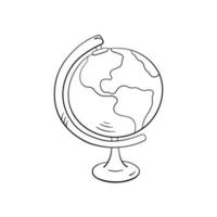 Globe earth in doodle style, vector illustration. Icon globe for print and design. Isolated element on white background. Back to school concepr art, hand drawn sketch