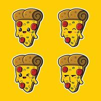 vector illustration of cute pizza emoji