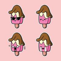 vector illustration of cute ice cream emoji