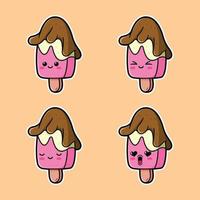 vector illustration of cute ice cream emoji