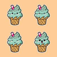 vector illustration of cute ice cream emoji