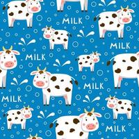 Cute seamless pattern with standing cows vector