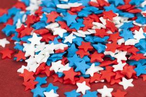 red, blue and white star shaped candies photo