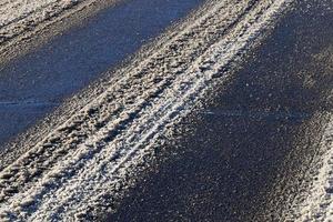 Asphalt road in winter photo