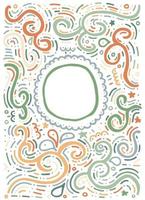 Hand drawn vintage print with decorative outline ornament and copy space. vector