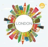 Abstract London Skyline with Color Buildings and Copy Space. vector