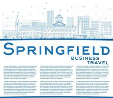 Outline Springfield Skyline with Blue Buildings and Copy Space. vector