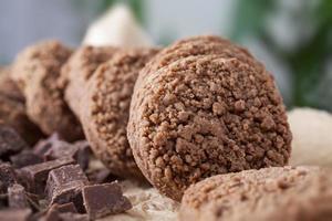 round wheat cookies with cocoa and chocolate photo