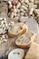 delicious peanut butter and white bread, close up photo