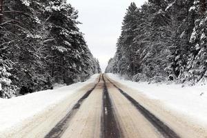 Snowy winter road photo