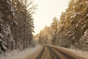 snow covered winter road photo